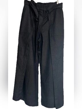 CeCe Woman’s Jeans Dark Blue Overlay Lace up Denim Pants Elastic Waist Size 14